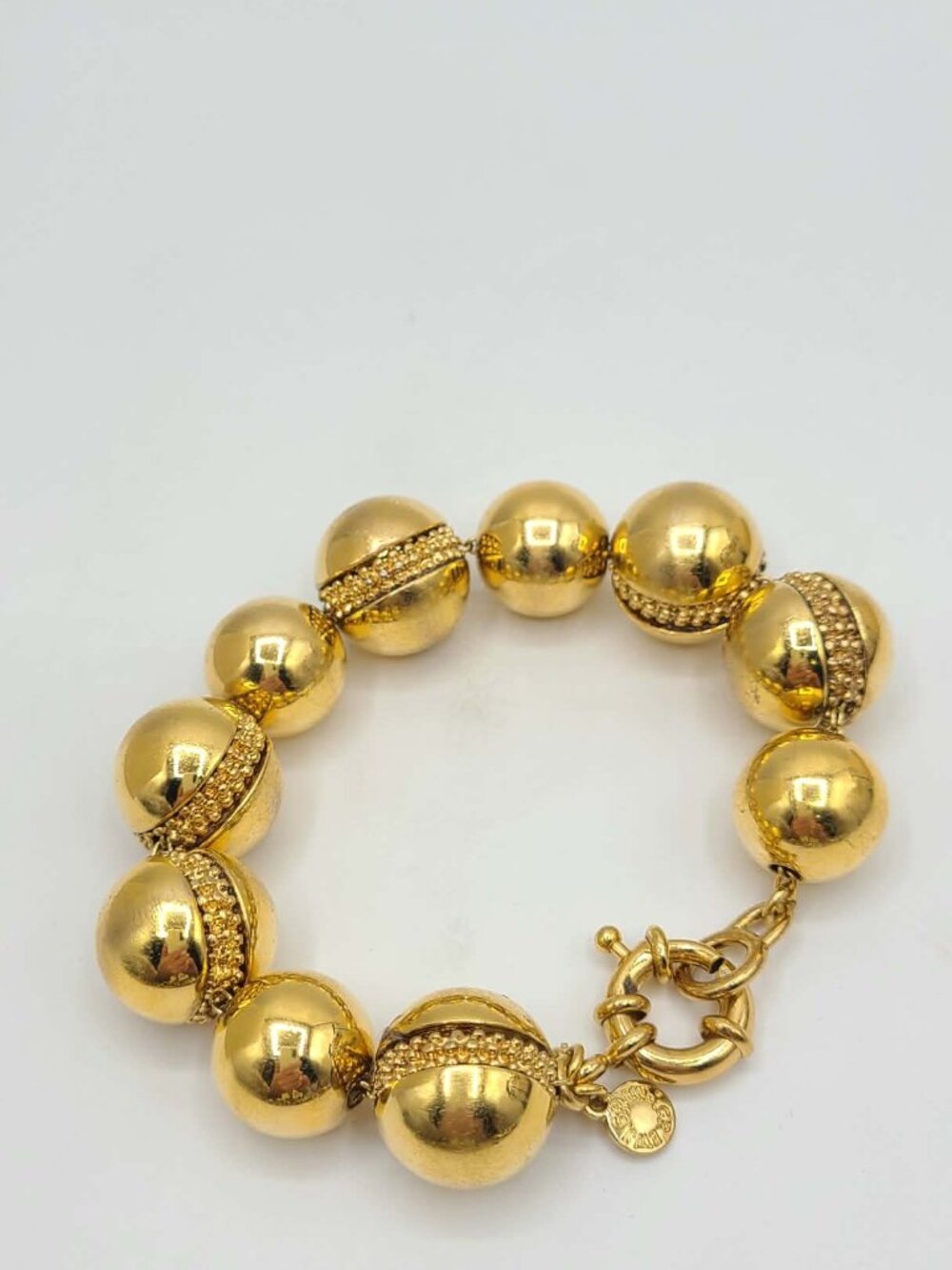 J Crew Gold Tone Textured Ball Bracelet NWOT - Picture 2 of 10